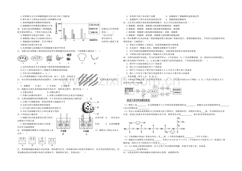 山西省山大附中2020-2021学年高一上学期期中考试生物-Word版含答案.docx_第2页