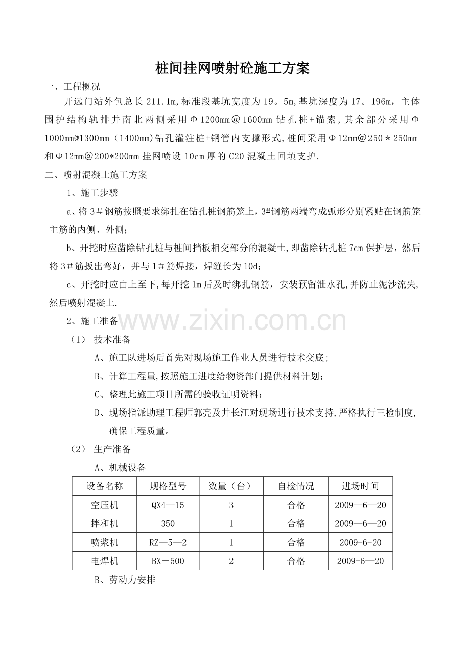 地铁车站喷设混凝土施工方案.doc_第1页