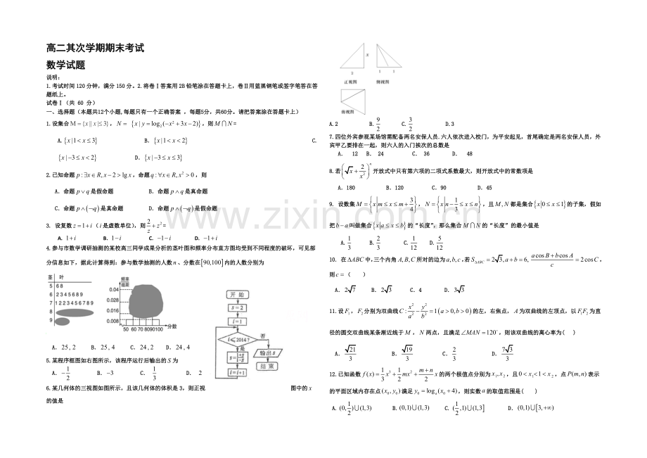 河北省正定中学2020-2021学年高二下学期期末考试数学试题-Word版含答案.docx_第1页