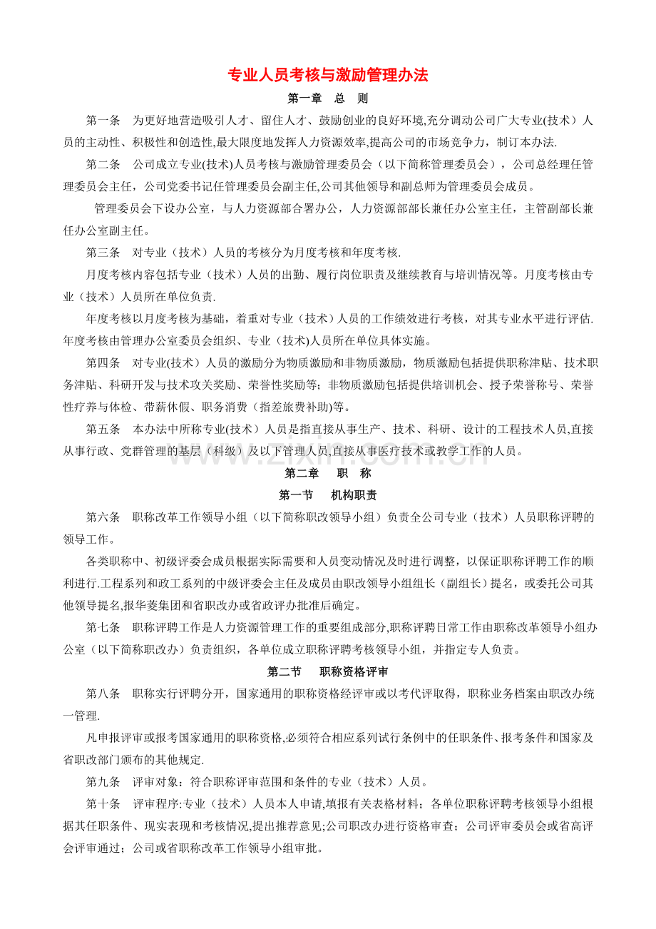 专业人员考核与激励管理办法.doc_第1页