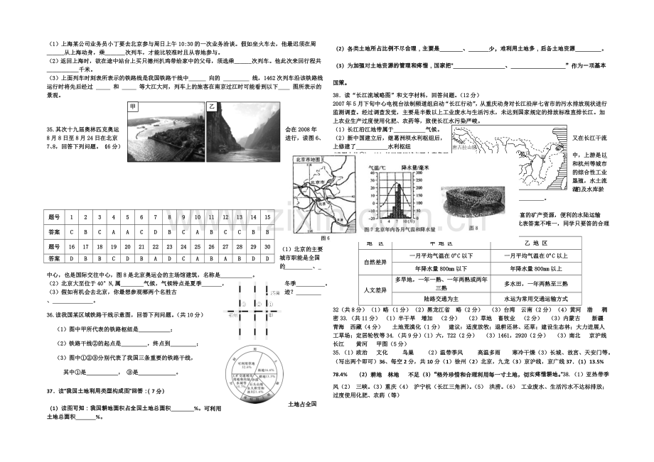 2021高考地理复习中国地理模拟试题.docx_第3页