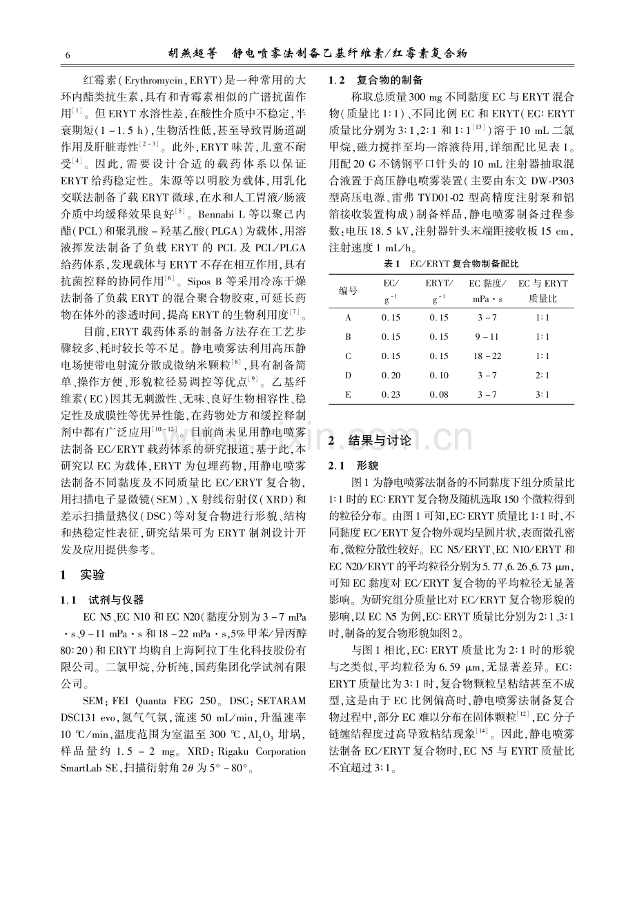 静电喷雾法制备乙基纤维素_红霉素复合物.pdf_第2页