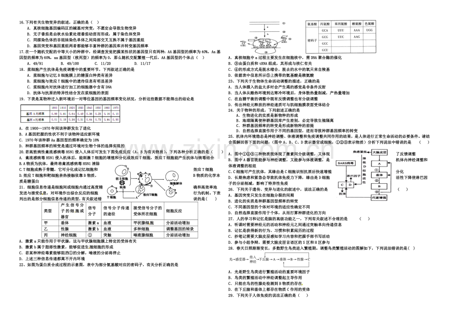 河北省衡水市冀州中学2022届高三上学期第四次月考生物试题A卷-Word版含答案.docx_第2页