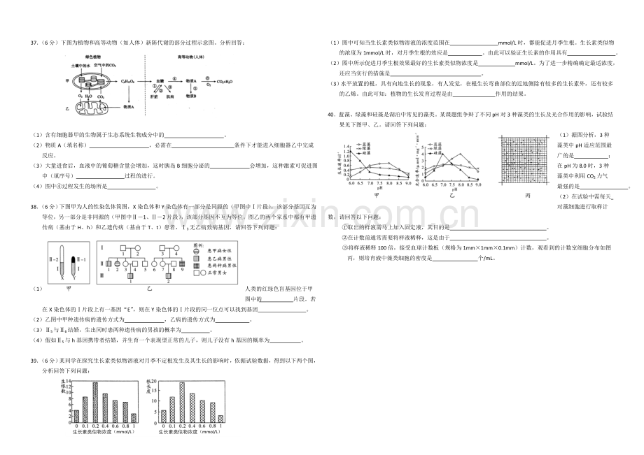 江苏省扬州市2021年高二学业水平测试模拟试卷(二)-生物-Word版含答案.docx_第3页