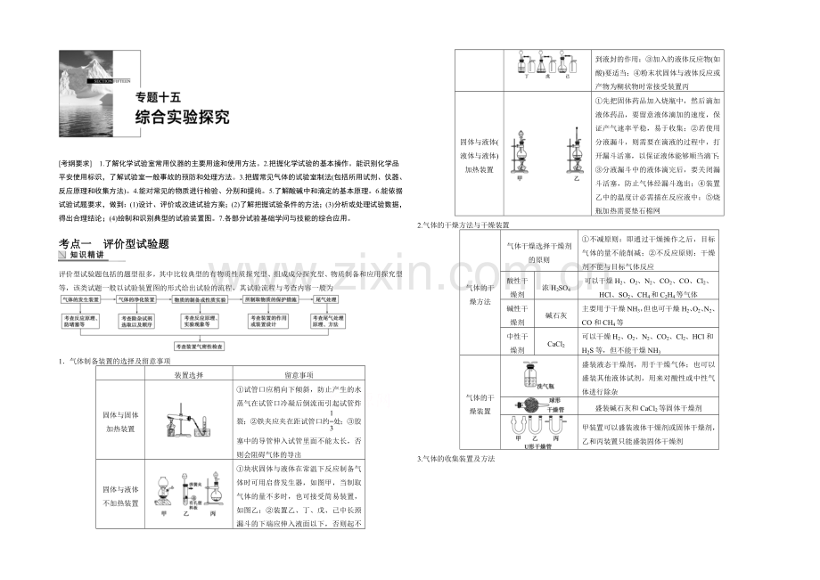 2021年高考化学(安徽专用)二轮专题复习讲练：专题十五-综合实验探究(含解析).docx_第1页