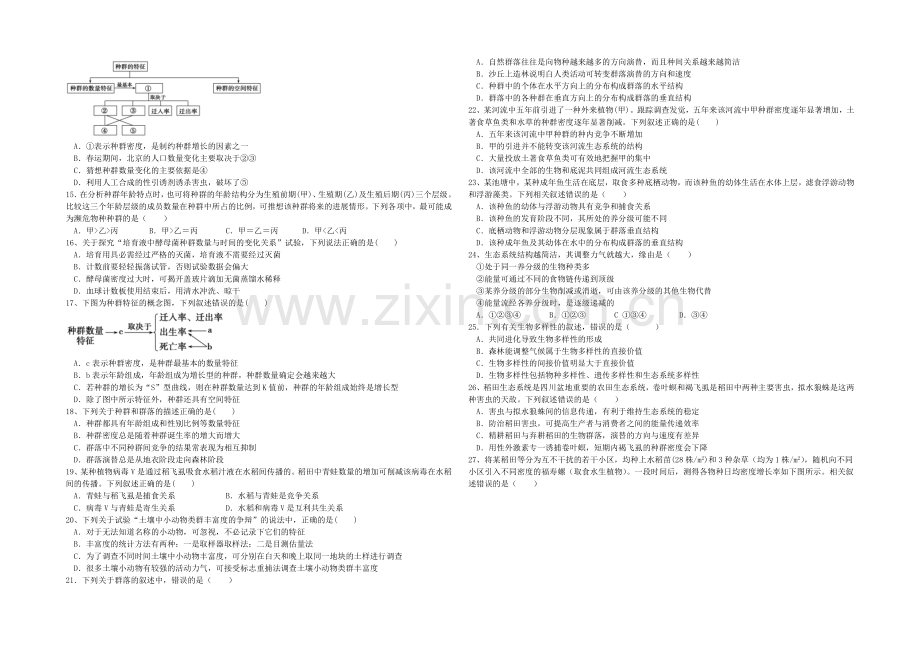 河北省唐山一中2020-2021学年高二下学期期中考试生物试题Word版含答案.docx_第2页