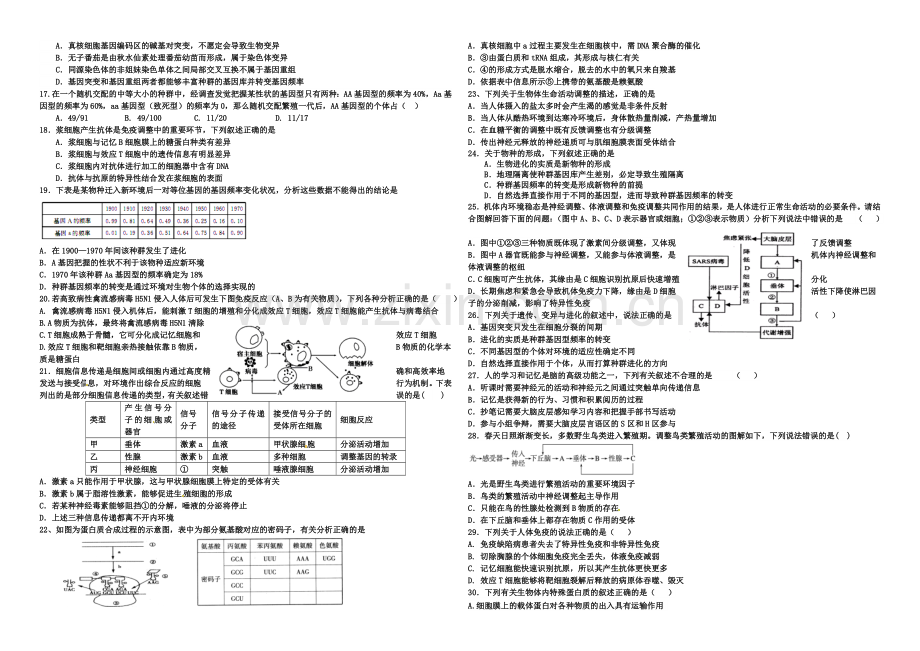 河北省衡水市冀州中学2022届高三上学期第四次月考生物试题B卷-Word版含答案.docx_第2页