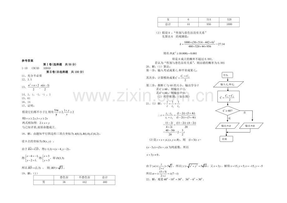 高二数学北师大版选修1-2同步练习：模块测试(四)-Word版含答案.docx_第3页