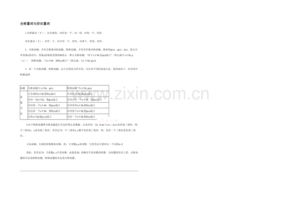 高中数学(北师大版)选修2-1教案：第1章-知识点击：全称量词与存在量词.docx_第1页