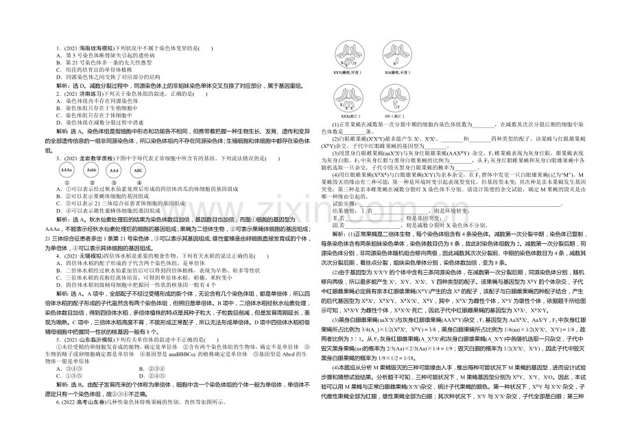 2021年高考生物(人教版)一轮复习强化练习：染色体变异.docx_第1页