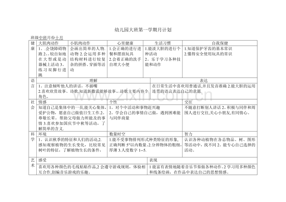 幼儿园中班班第一学期月计划.doc_第2页