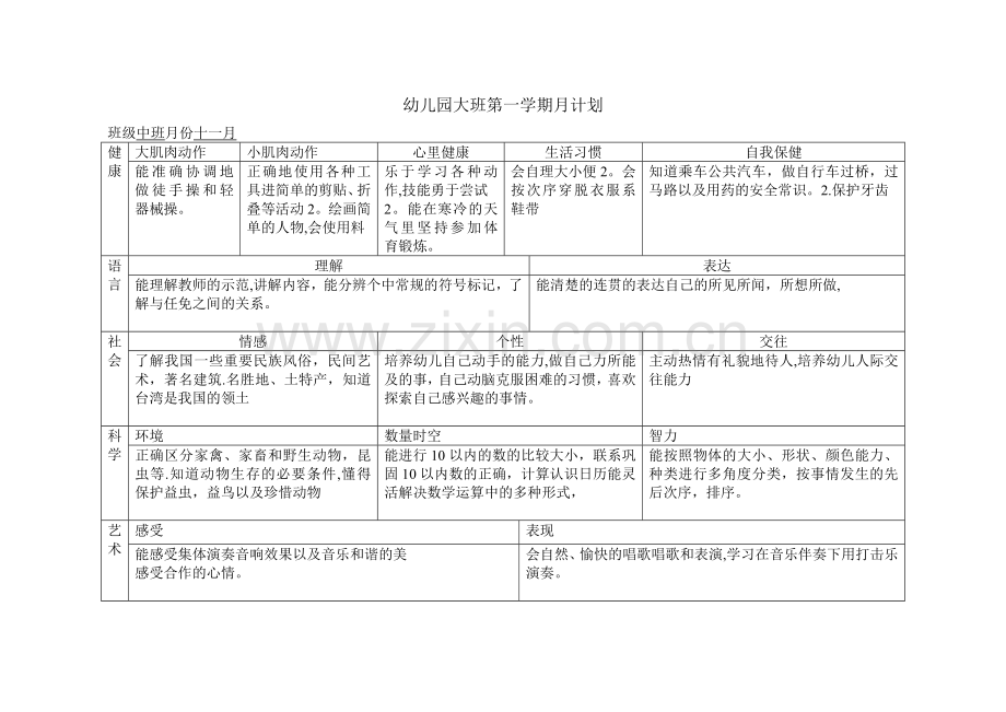 幼儿园中班班第一学期月计划.doc_第3页