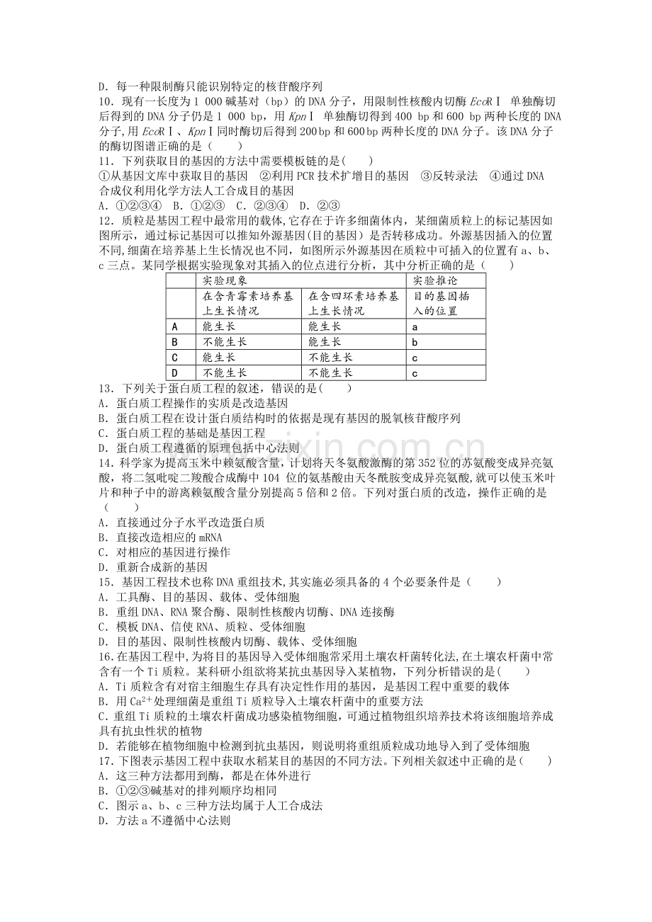 基因工程章末检测附答案.doc_第2页