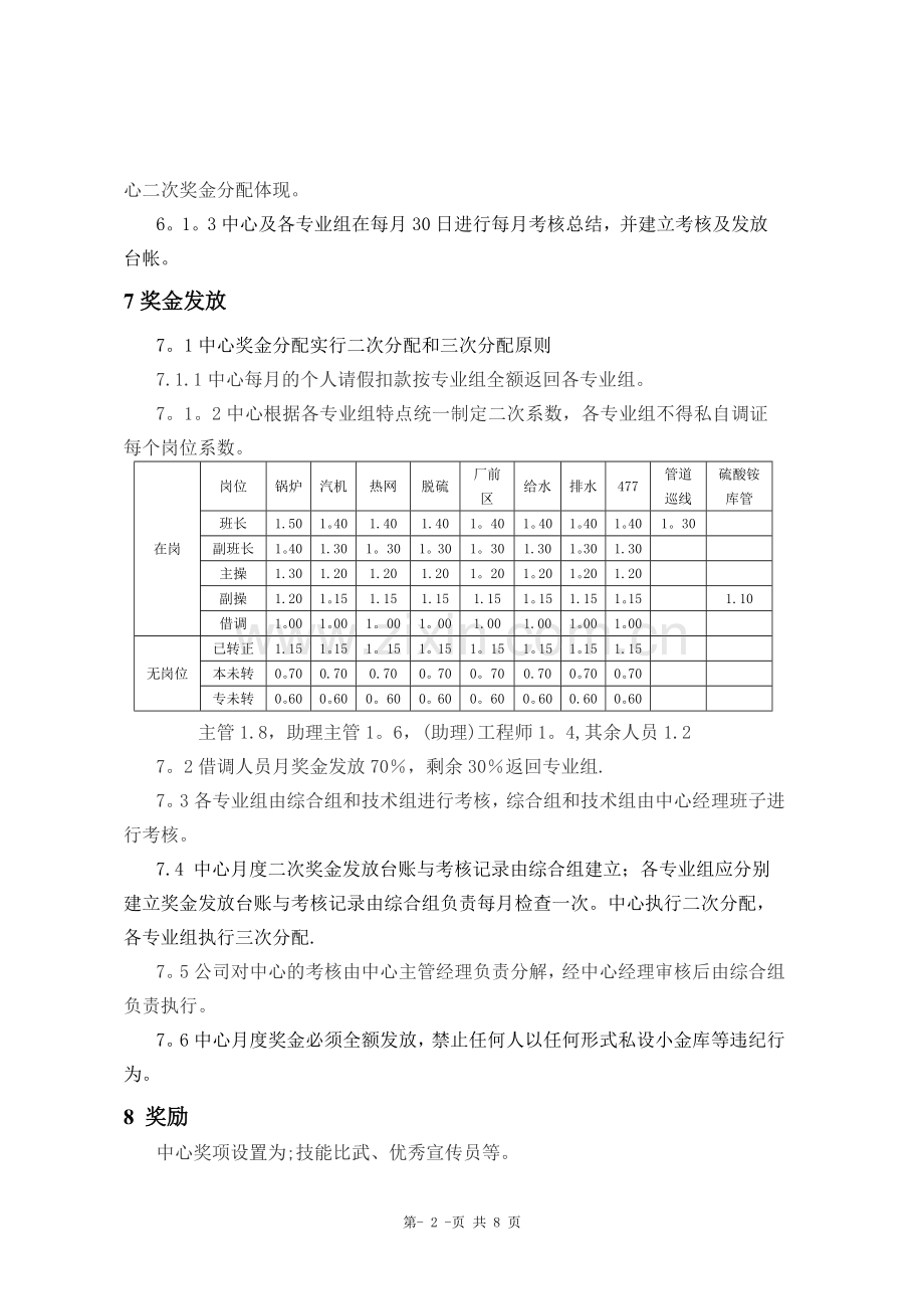 中心二次奖金分配、请假、劳动纪律管理办法.doc_第2页