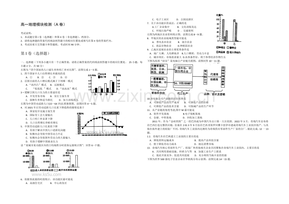 山东省烟台市2020—2021学年高一上学期期末统考地理试题-Word含答案.docx_第1页