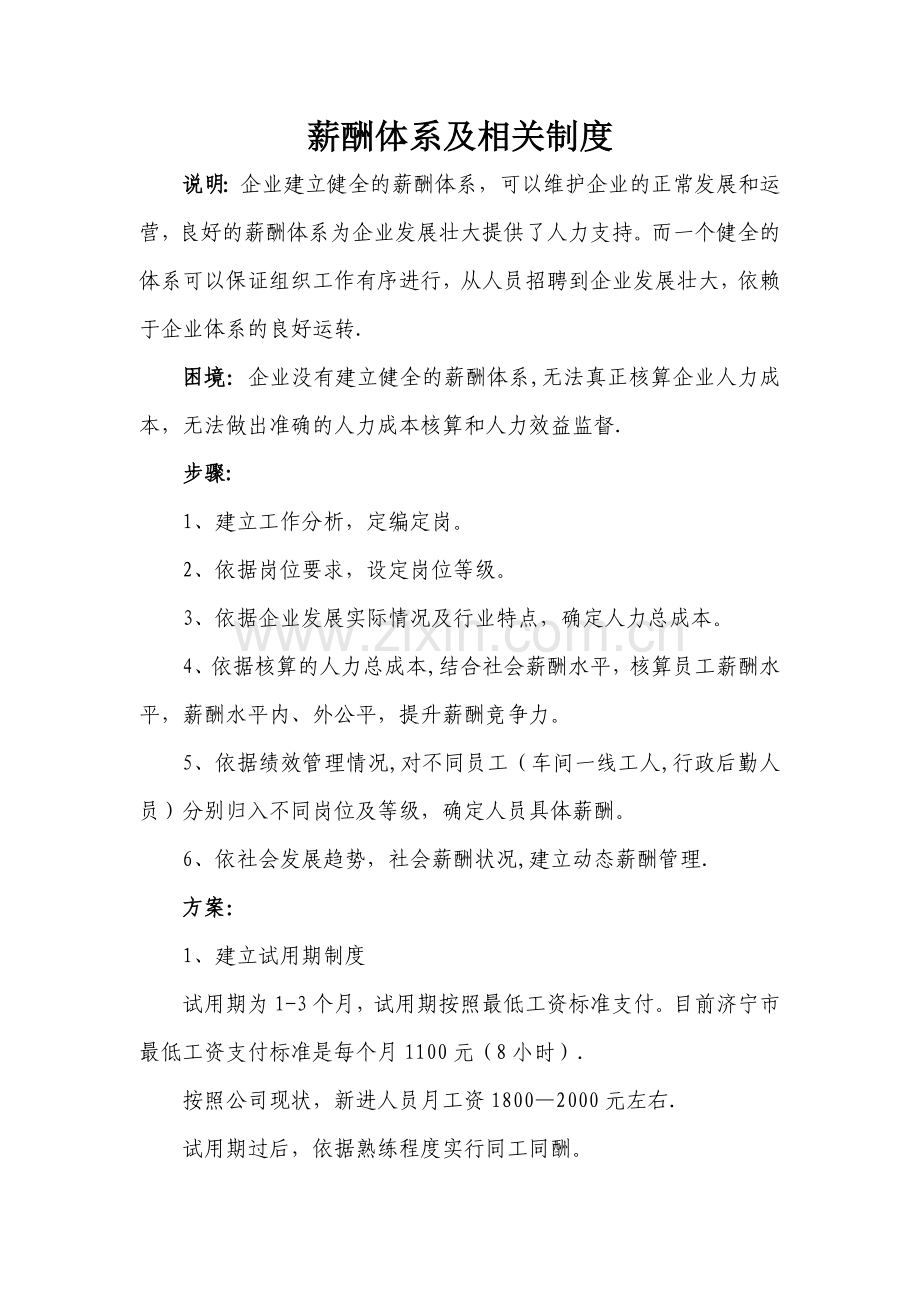 薪酬体系制度建立方案.docx_第1页