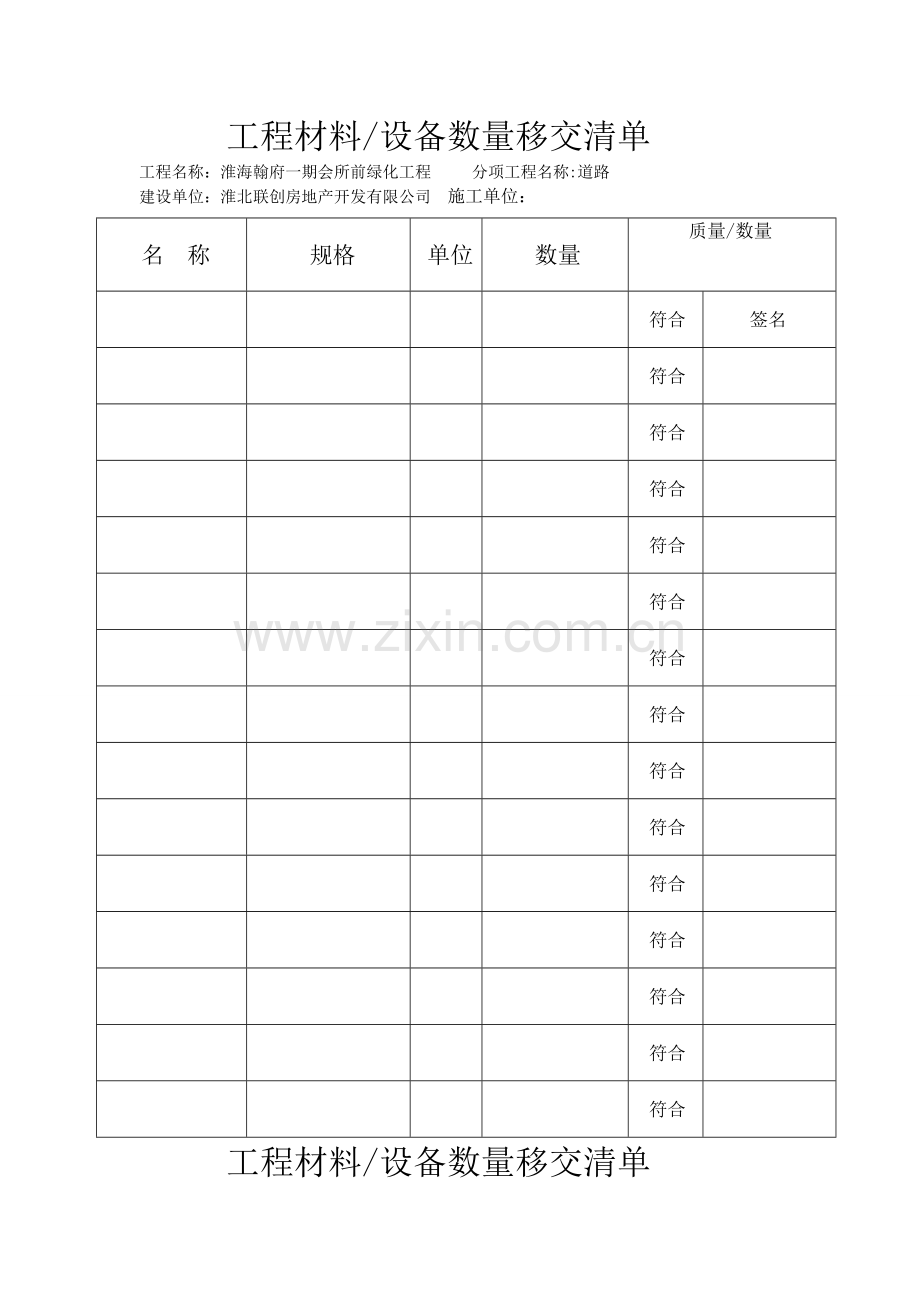 工程材料移交清单.doc_第1页