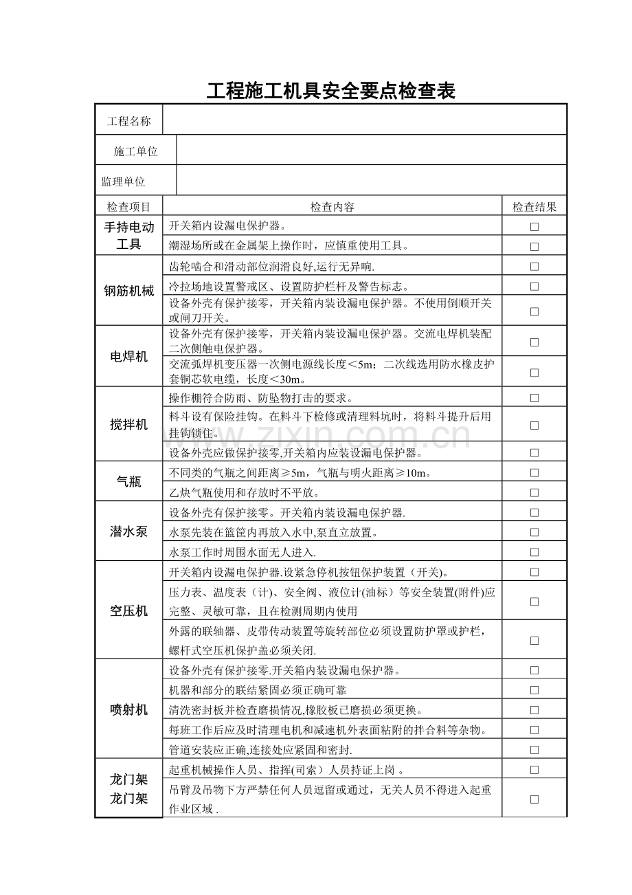 施工机械安全检查记录表.doc_第1页