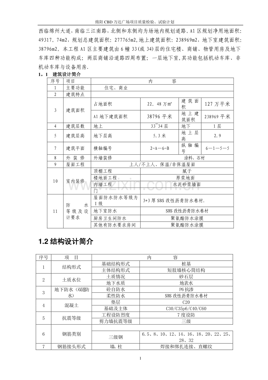 绵阳CBD万达广场项目检验和试验计划.doc_第2页