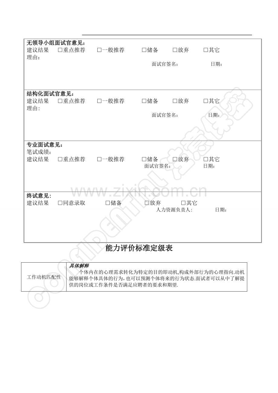 校园招聘结构化面试评估表及评分标准.doc_第2页