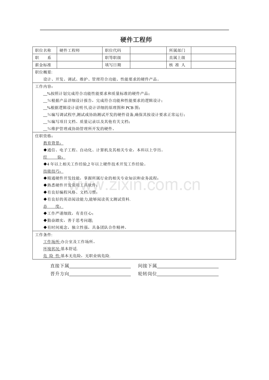 硬件工程师职位说明书.doc_第1页