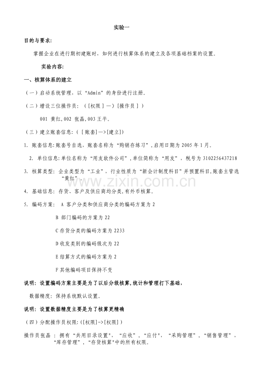 用友ERP-U8供应链练习【各版本通用练习题】.doc_第1页