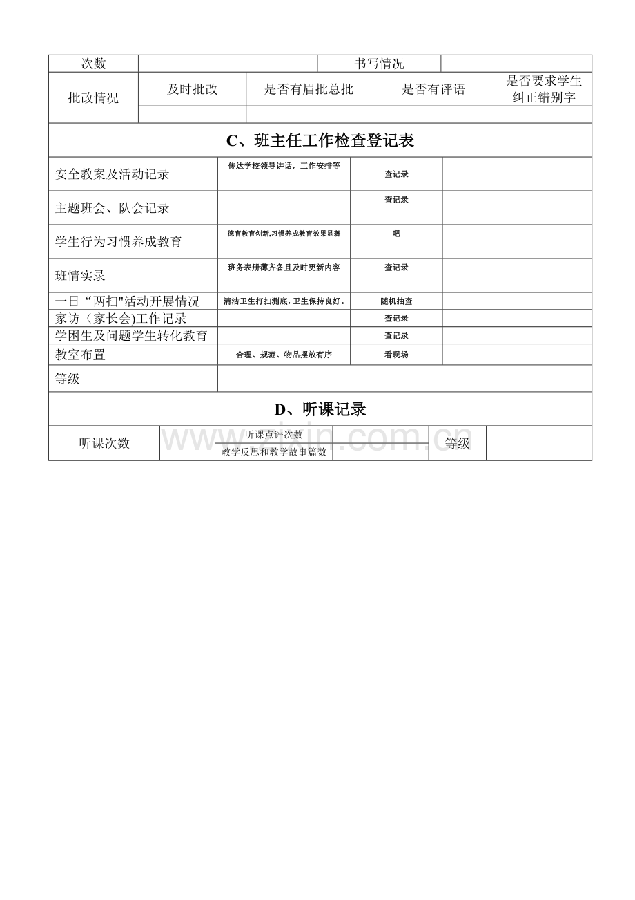 太平小学教师教学常规工作检查记录表.doc_第2页