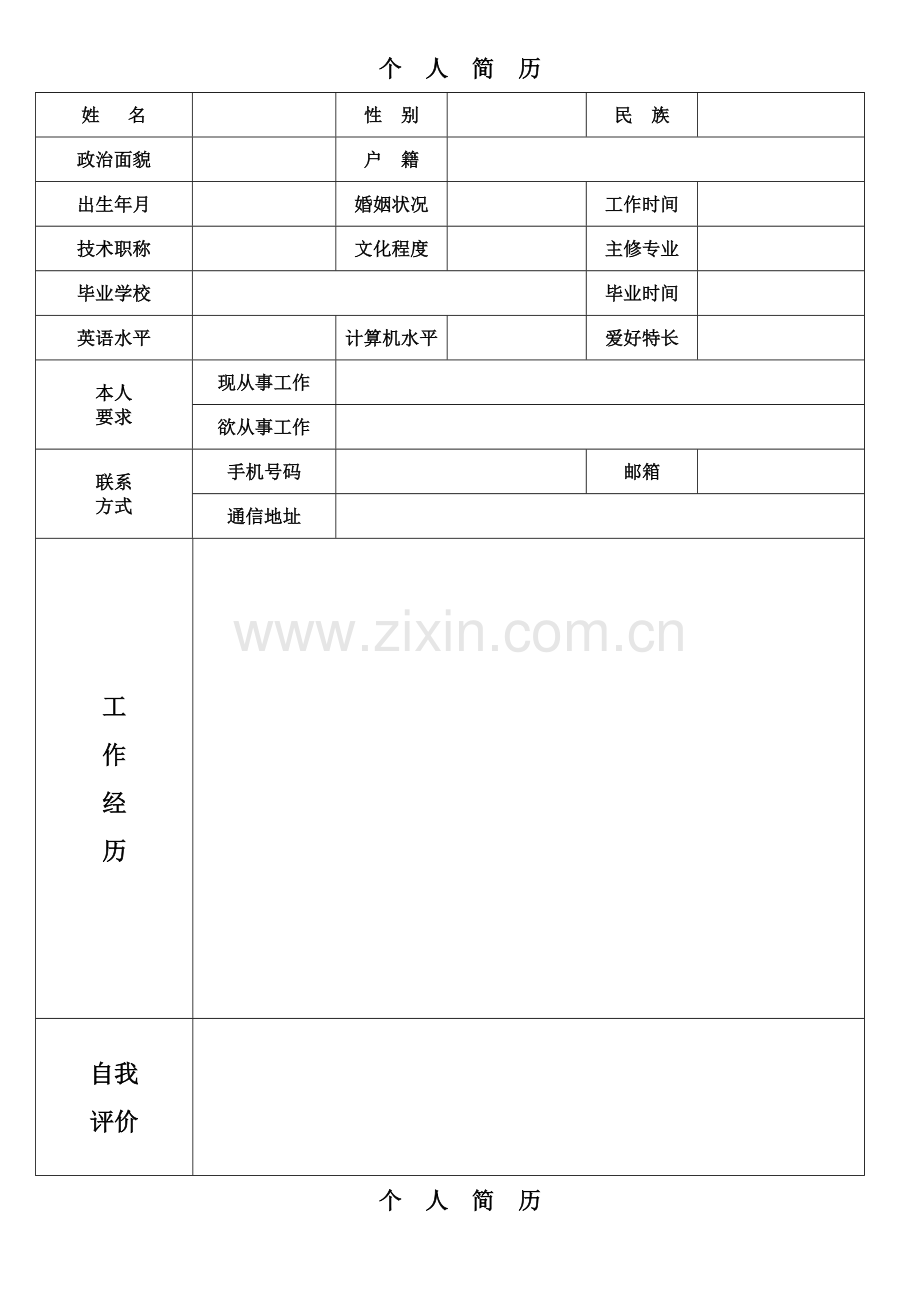 简单实用个人简历表格.doc_第1页