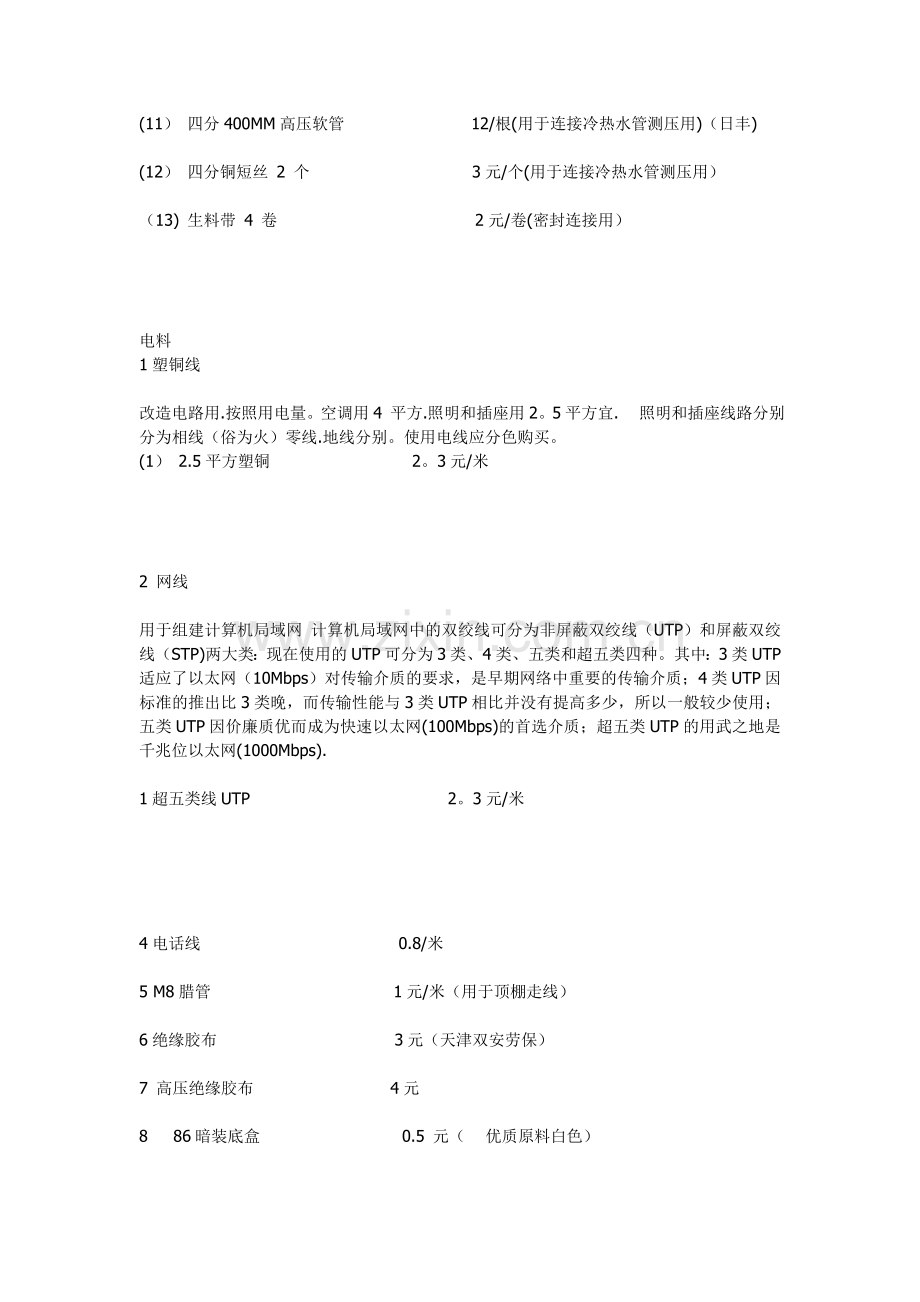 水电安装常用材料明细表.doc_第2页