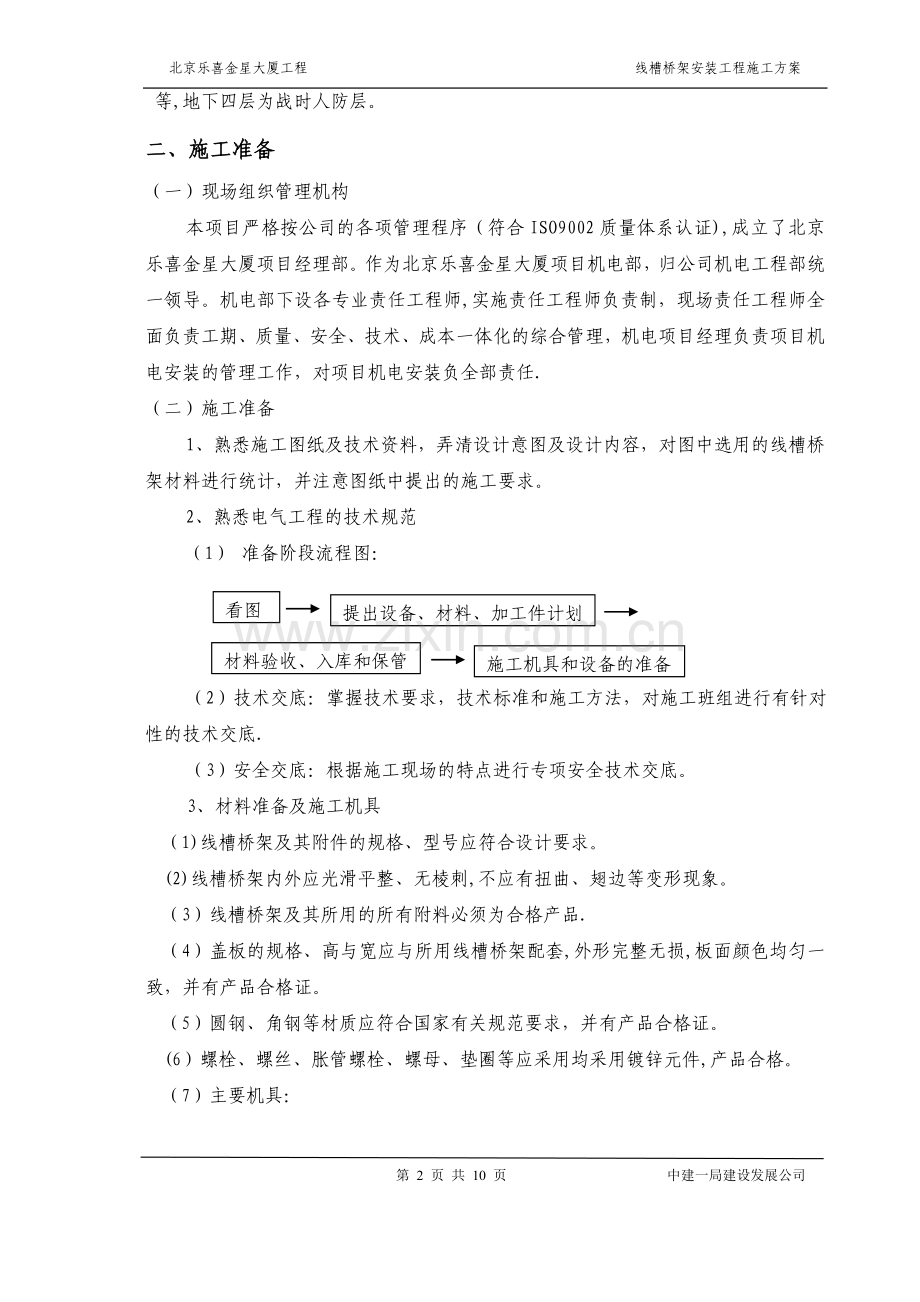 线槽桥架安装工程施工方案.doc_第2页