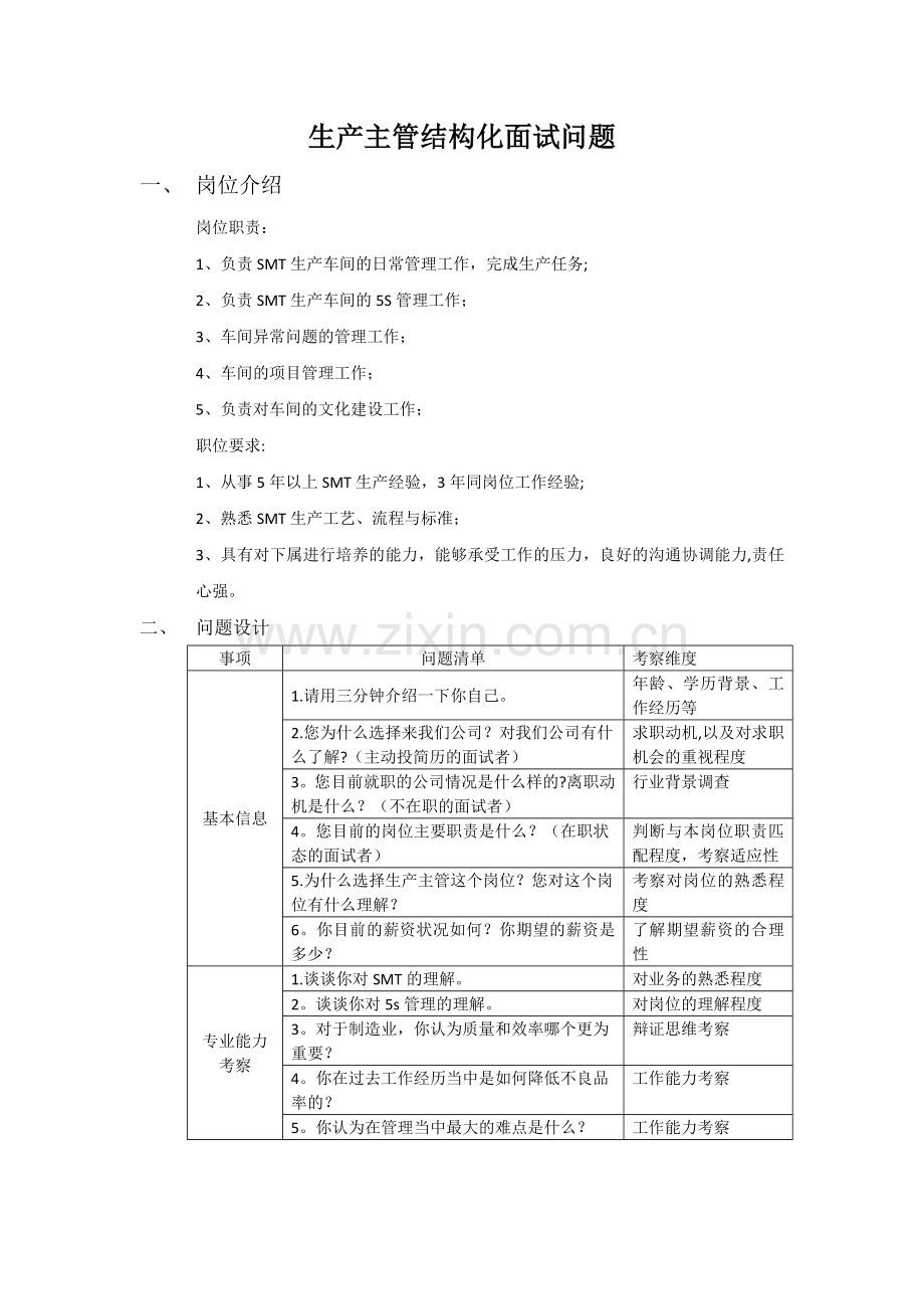 生产主管结构化面试问题.doc_第1页