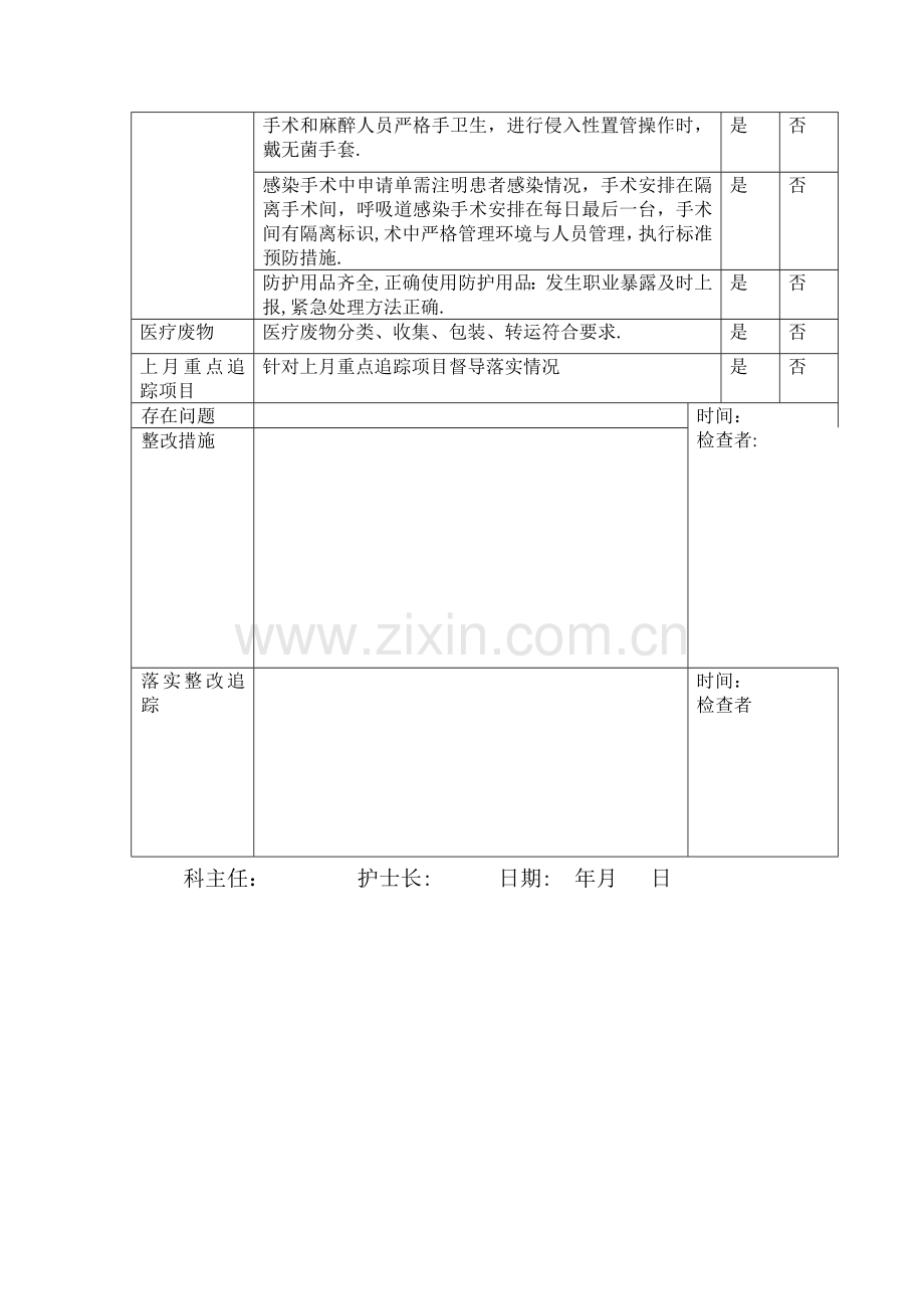 手术室感染管理质量自查表.doc_第2页