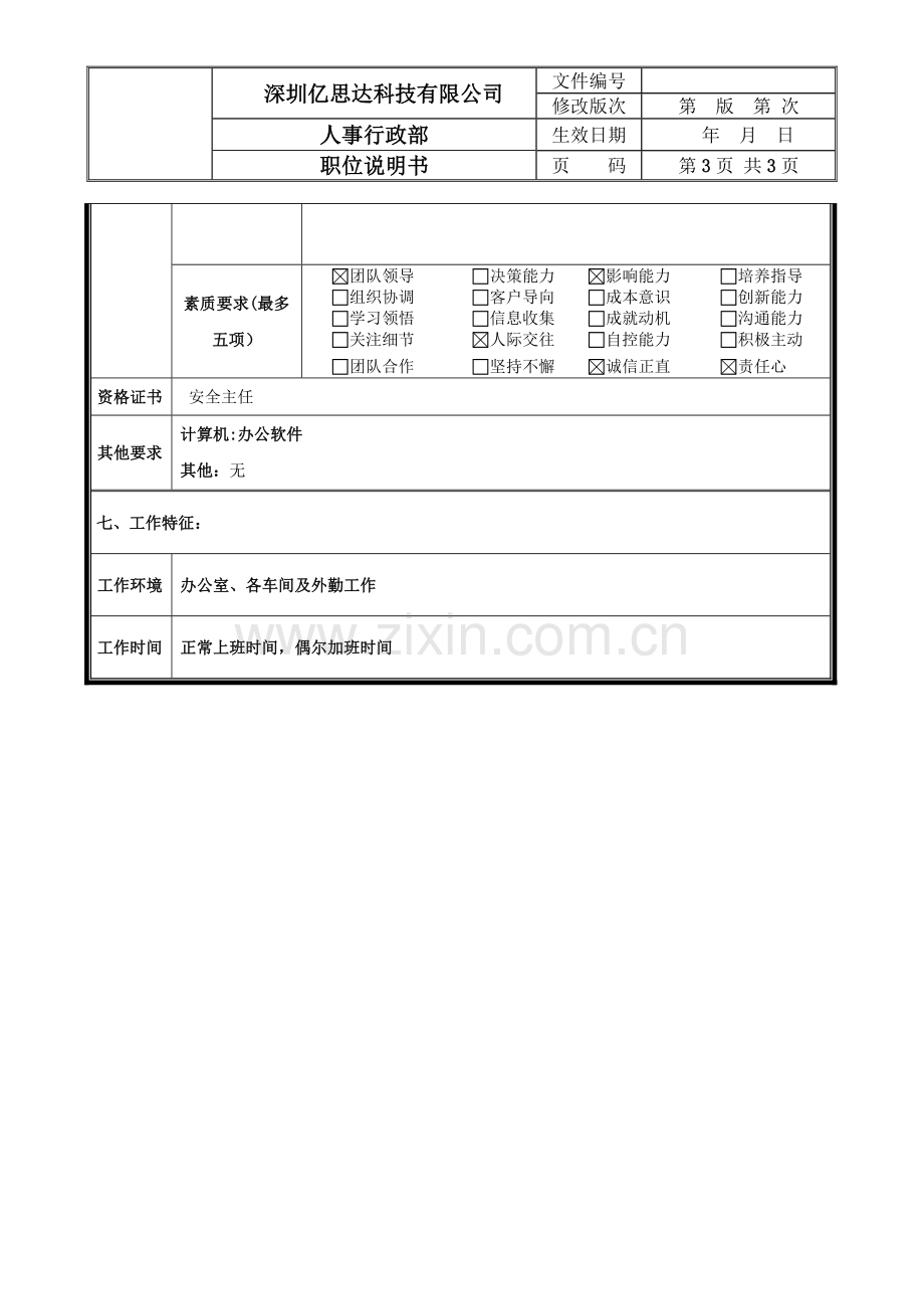 浙江工厂人事行政部经理岗位说明书.doc_第3页