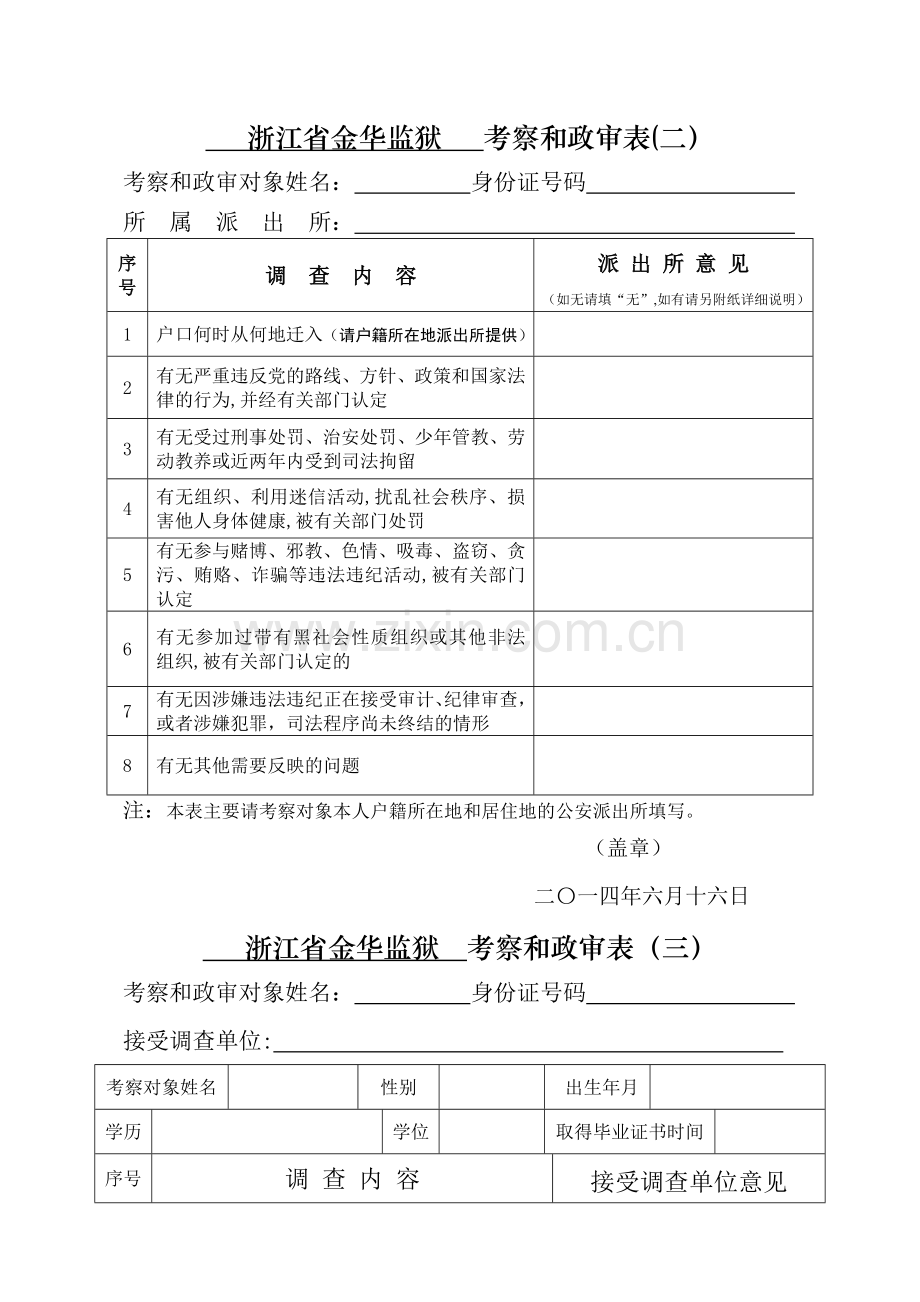 考察和政审各类参考表格(共四类).doc_第1页