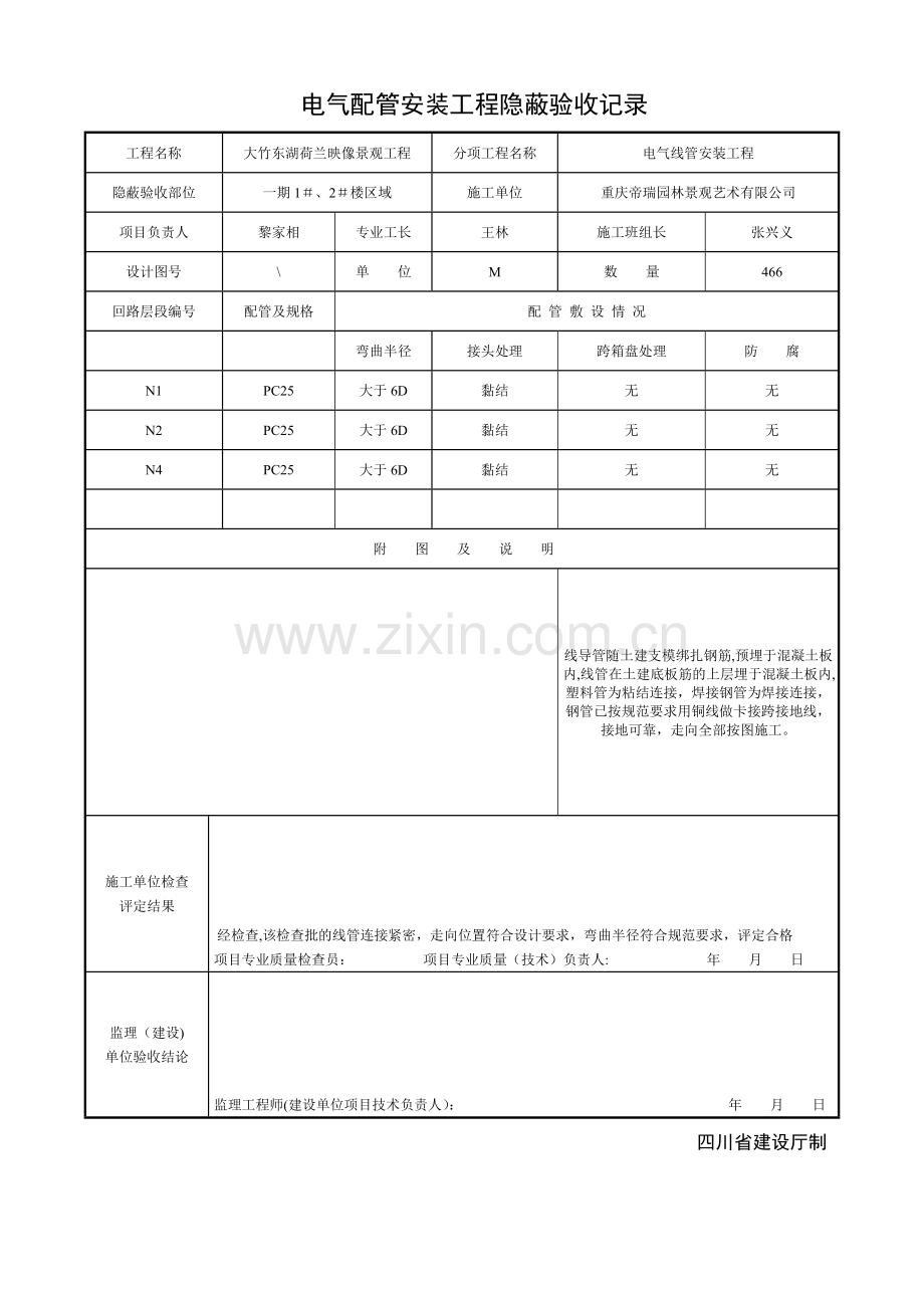 电气配管安装工程隐蔽验收记录.doc_第1页