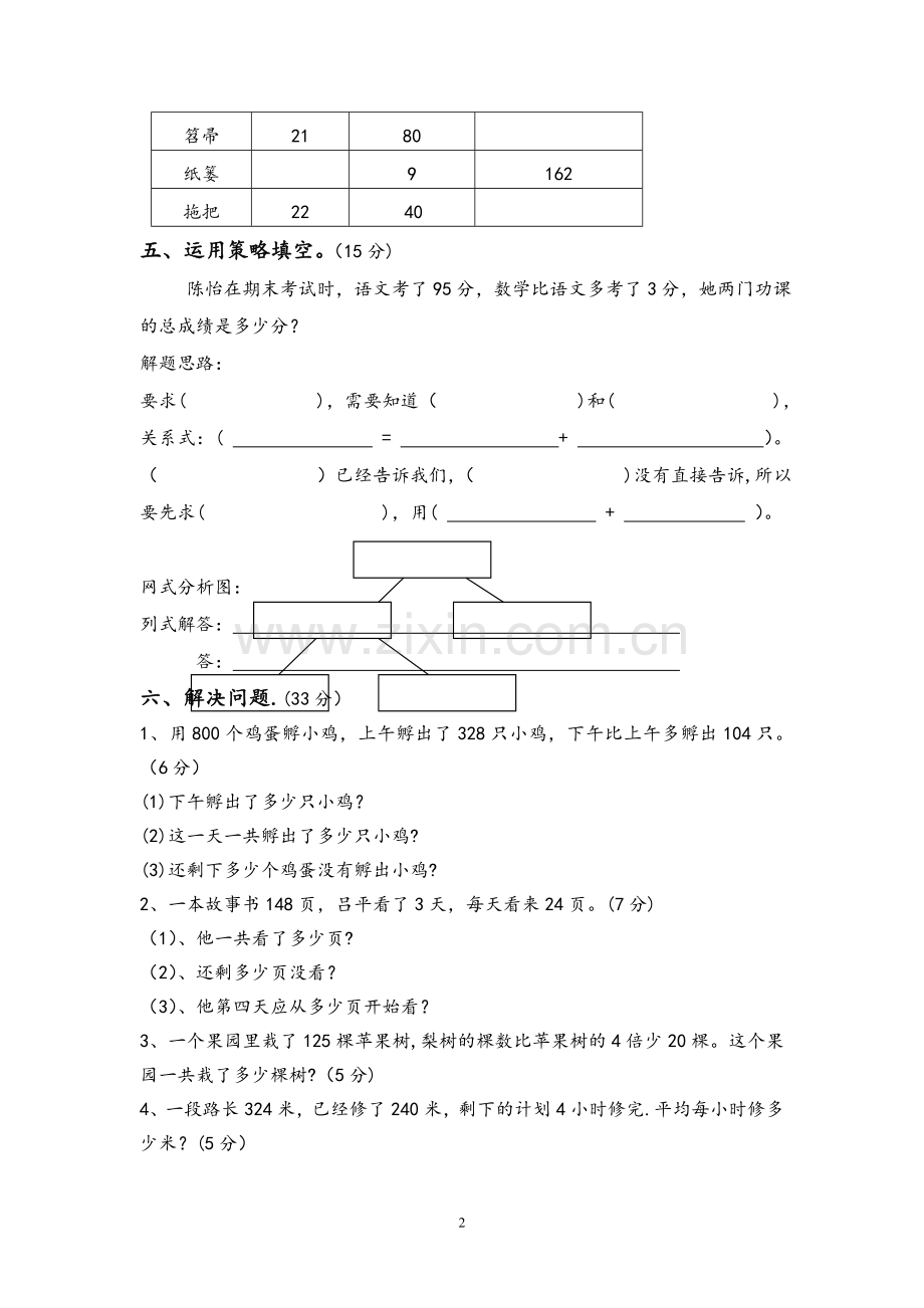 苏教版三年级数学下册第三单元解决问题的策略试卷.doc_第2页