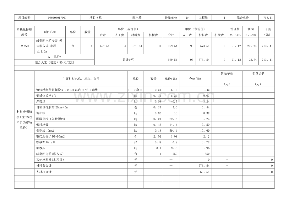 综合单价分析表.doc_第1页