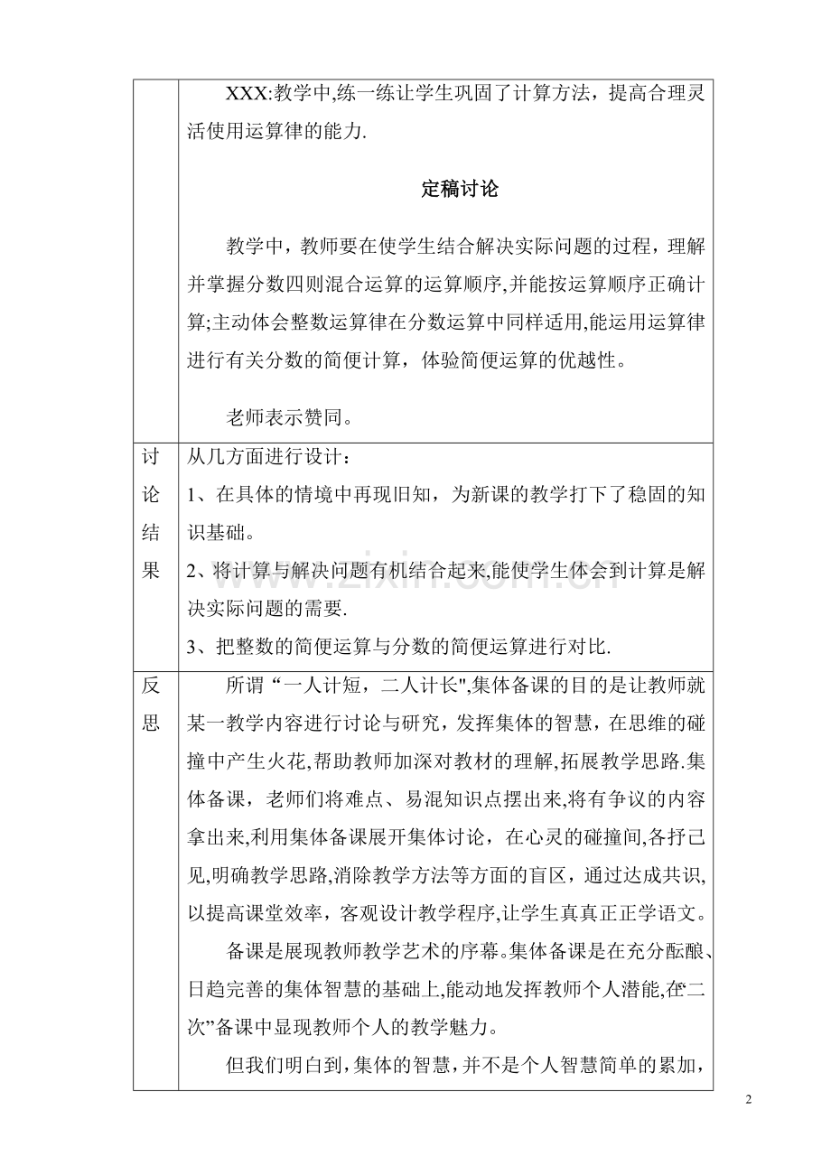 小学六年级数学集体备课记录表.doc_第2页