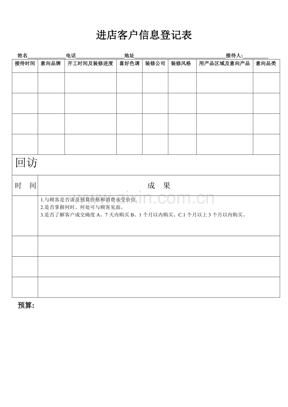 客户进店信息登记表.doc_第1页