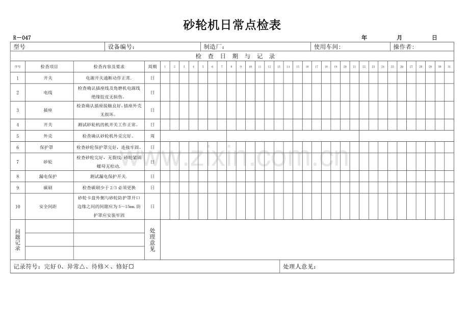 砂轮机日常点检表.doc_第1页