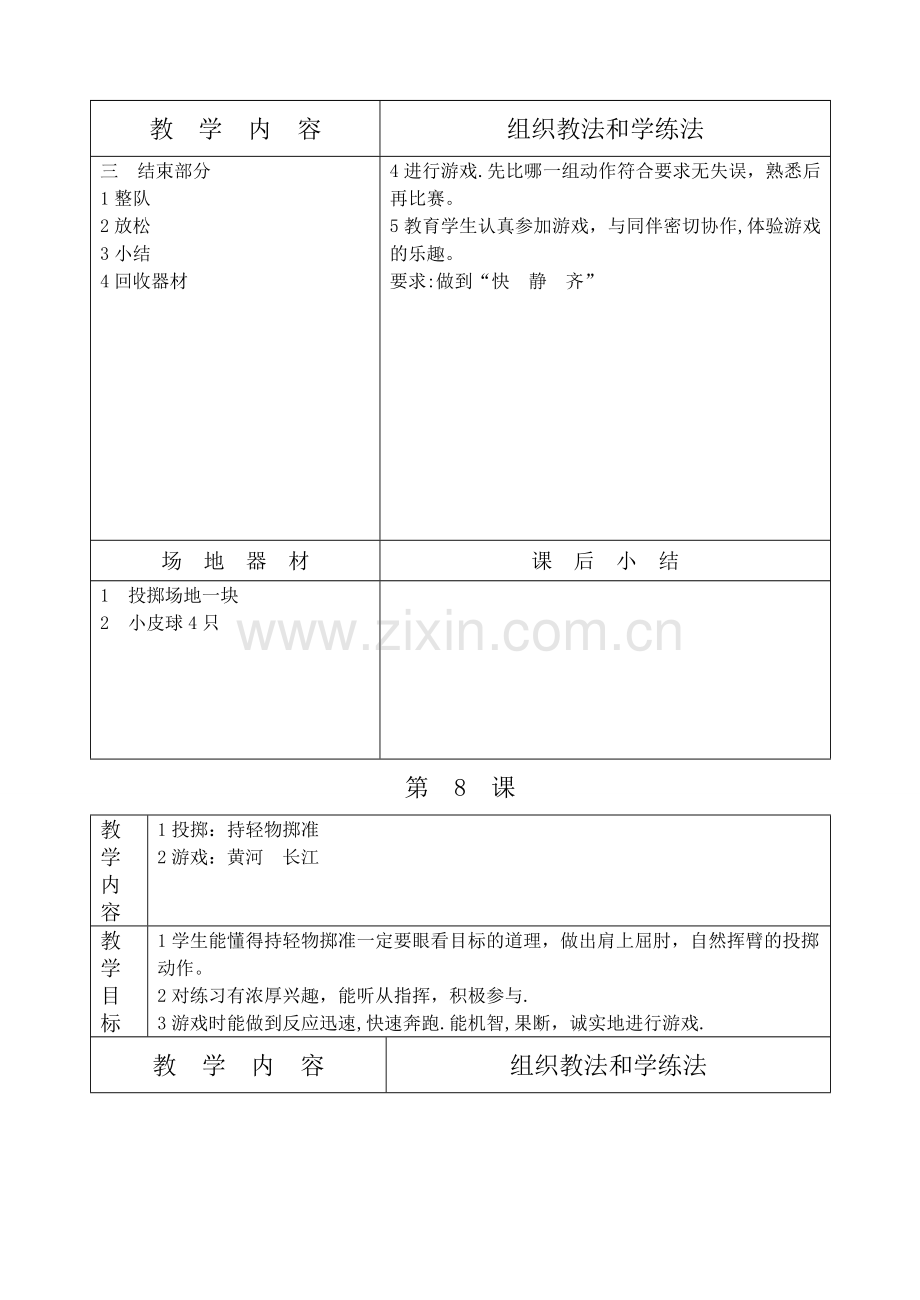 小学体育二年级下册全册教案表格式.doc_第2页