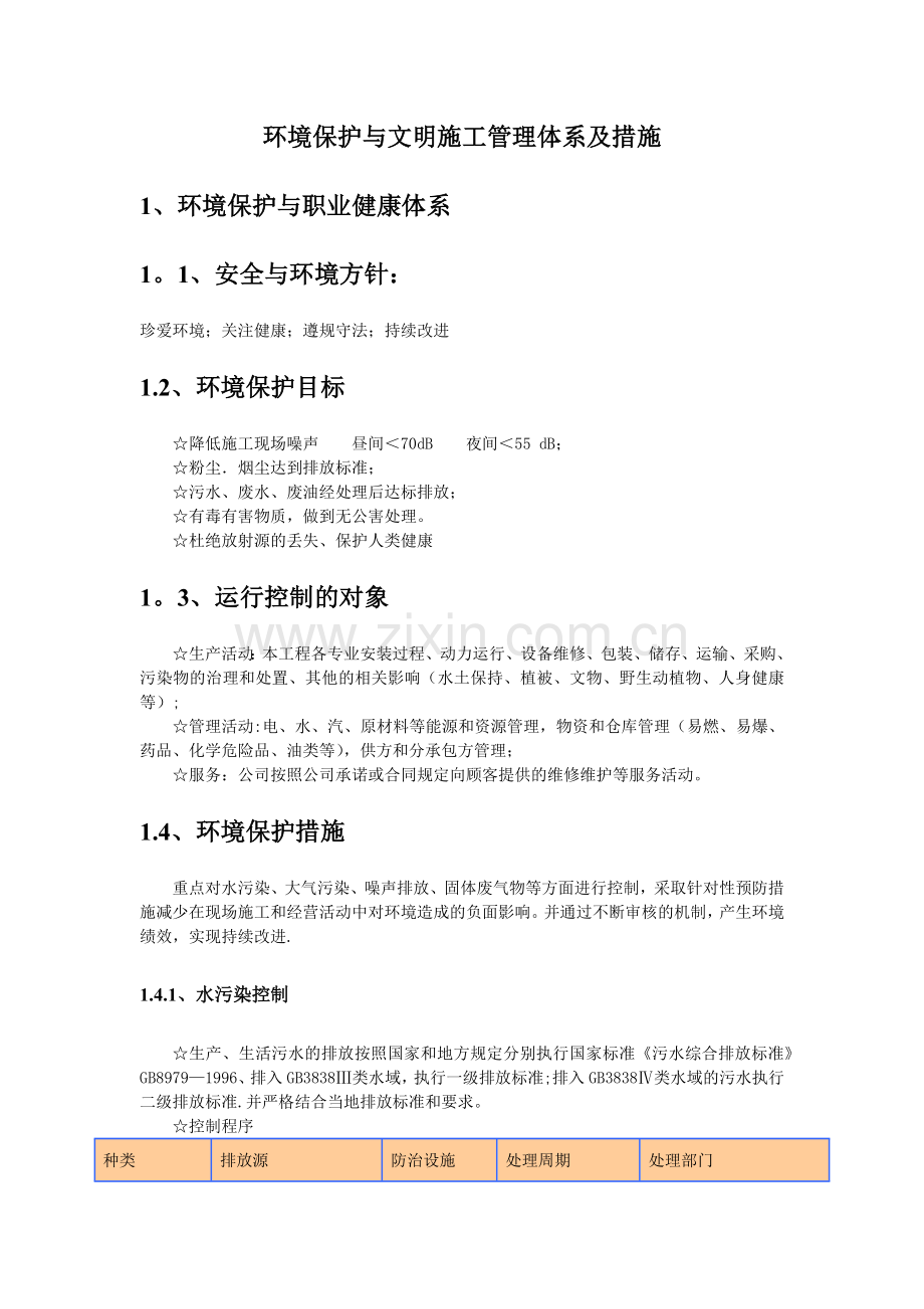 环境保护与文明施工管理体系及措施.docx_第1页