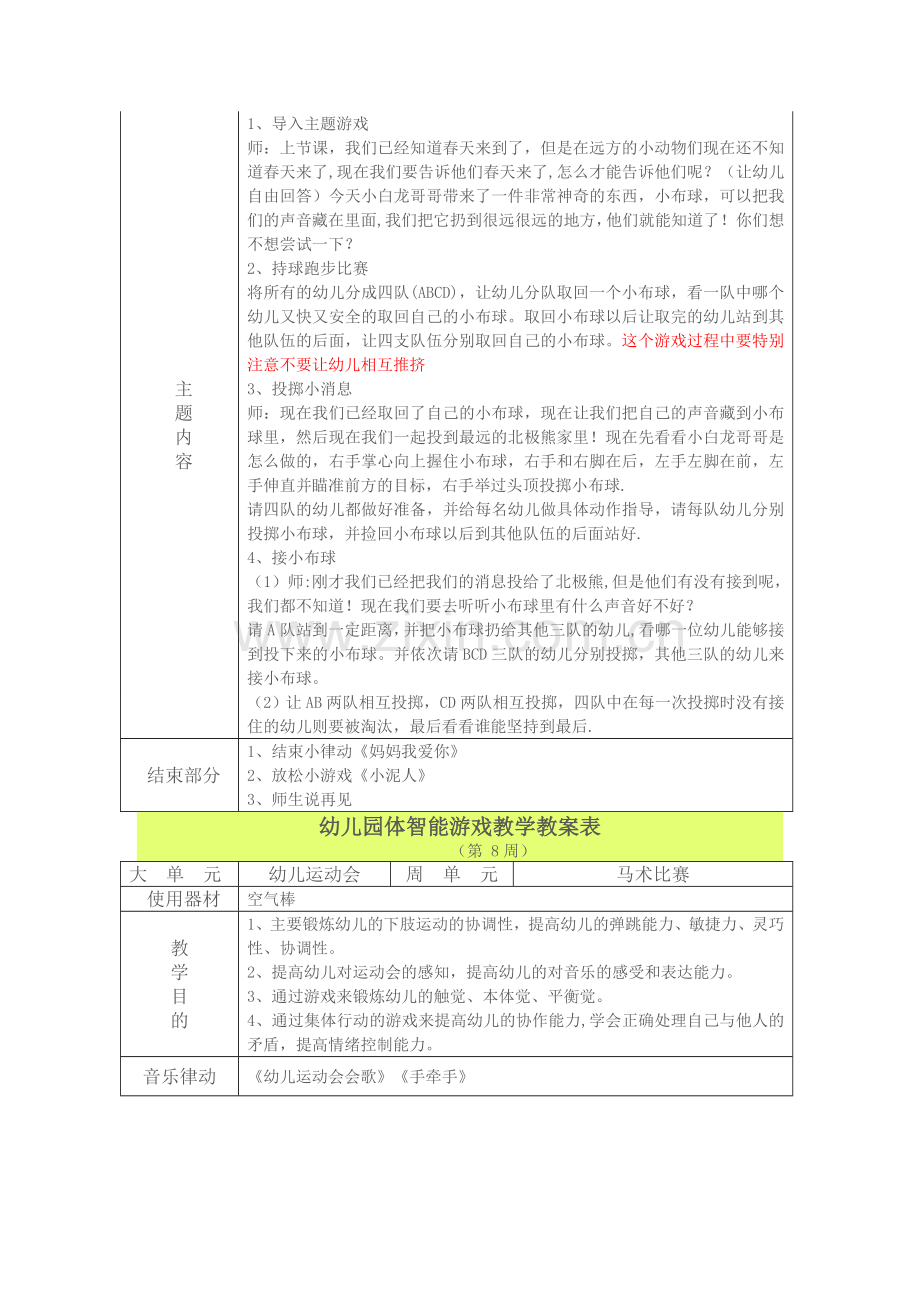 幼儿园大班体智能游戏教学教案表2.doc_第2页