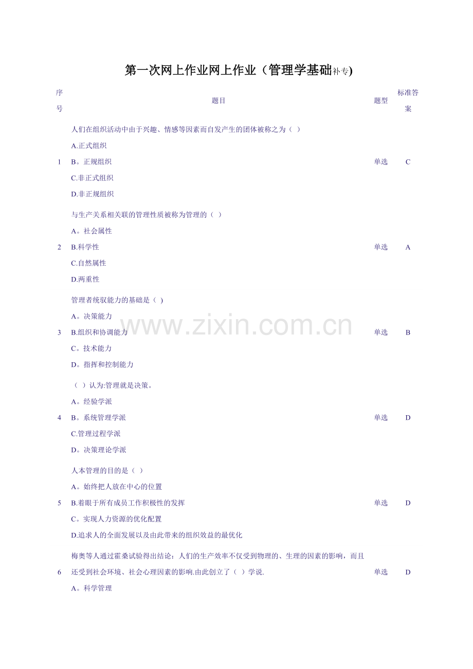 第一次网上作业(管理学基础)补专.doc_第1页