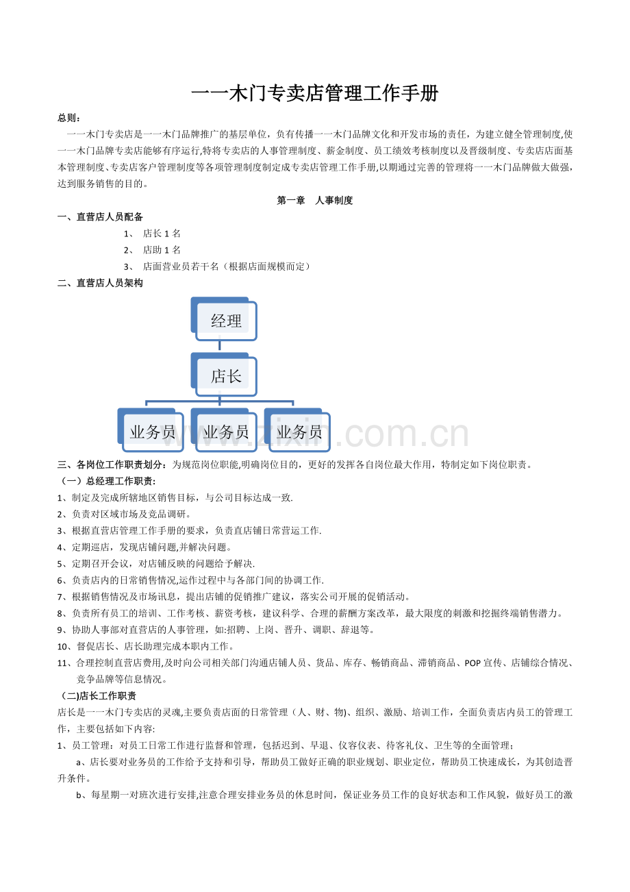 一一木门专卖店管理手册.docx_第1页