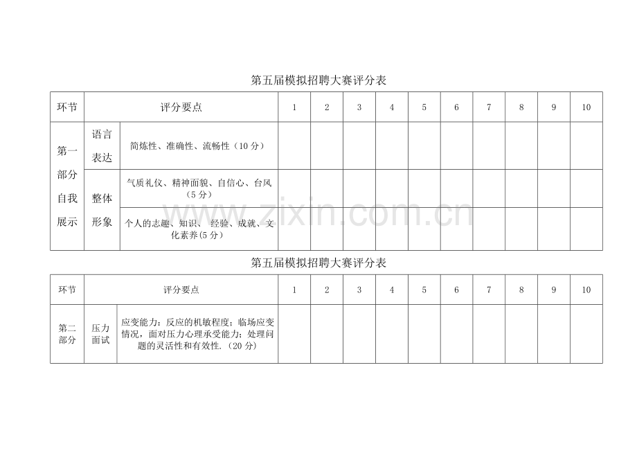 模拟招聘大赛评分表.doc_第1页