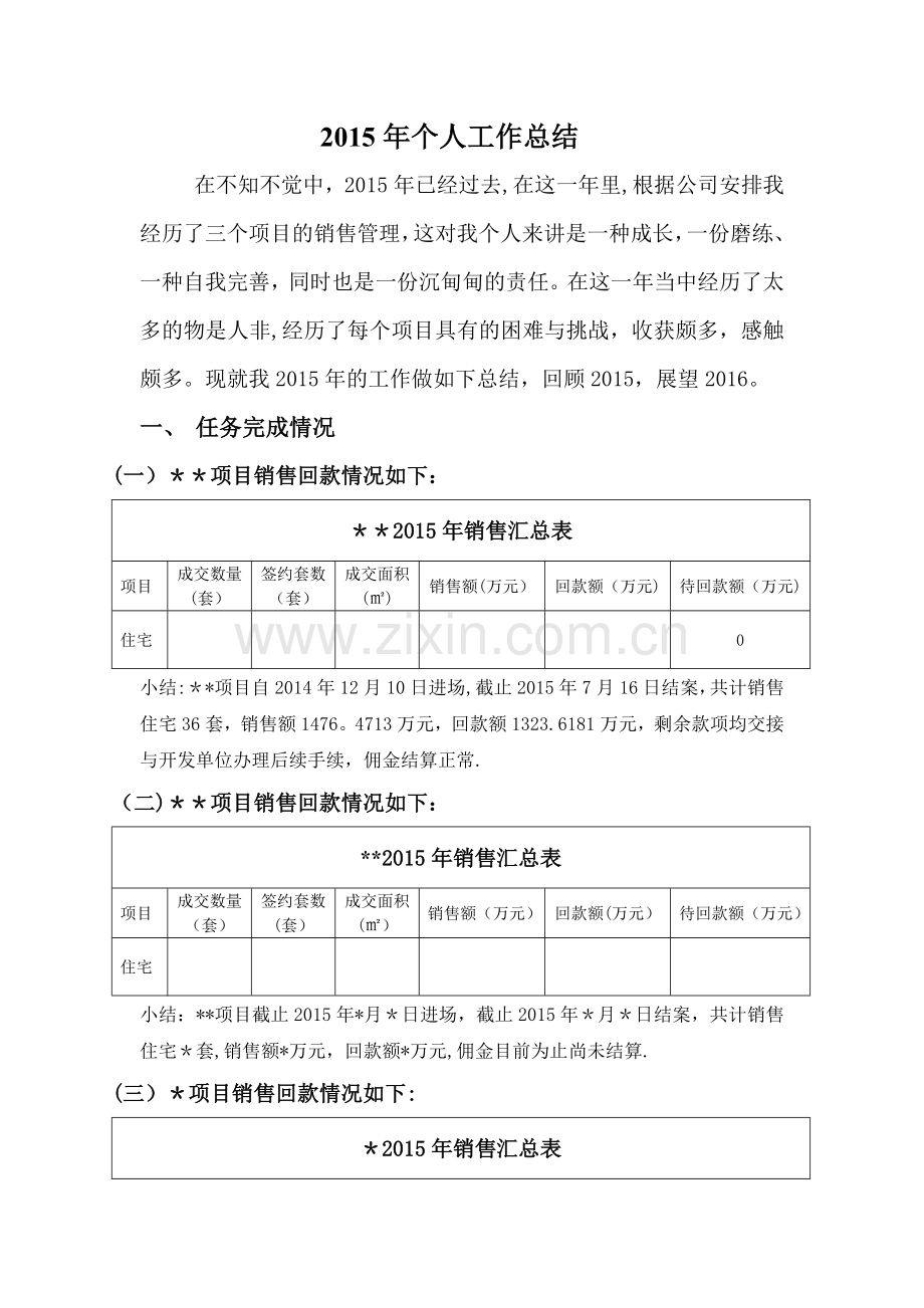 年度房地产销售经理个人工作总结与计划.doc_第1页