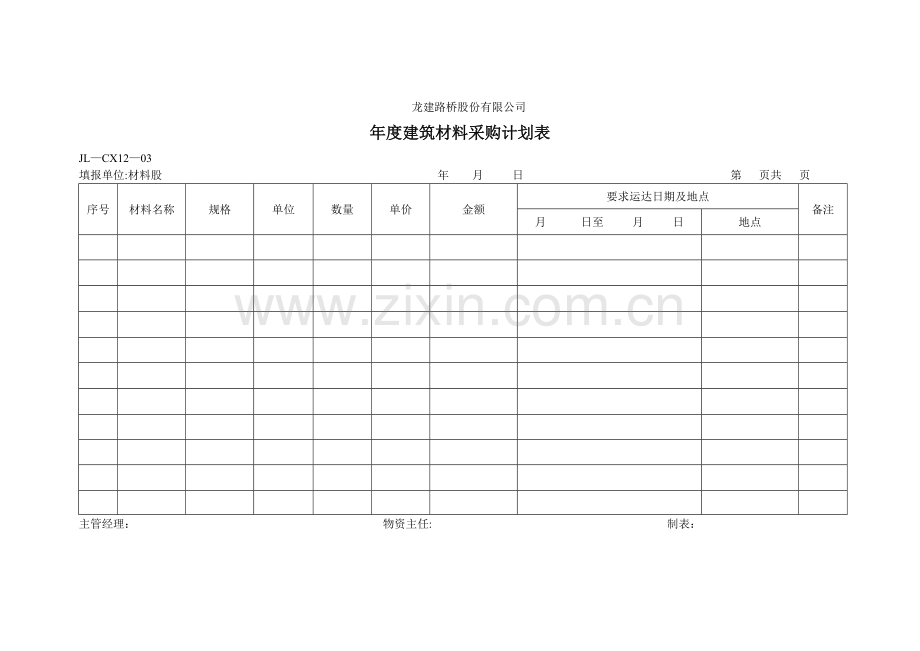 建筑材料采购计划表.doc_第1页