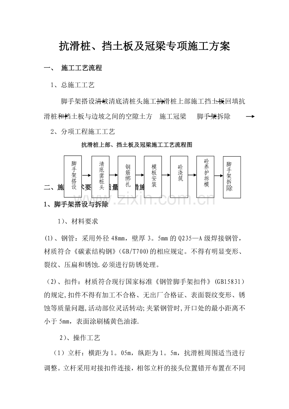 抗滑桩上部、挡土墙及冠梁专项施工方案.doc_第1页