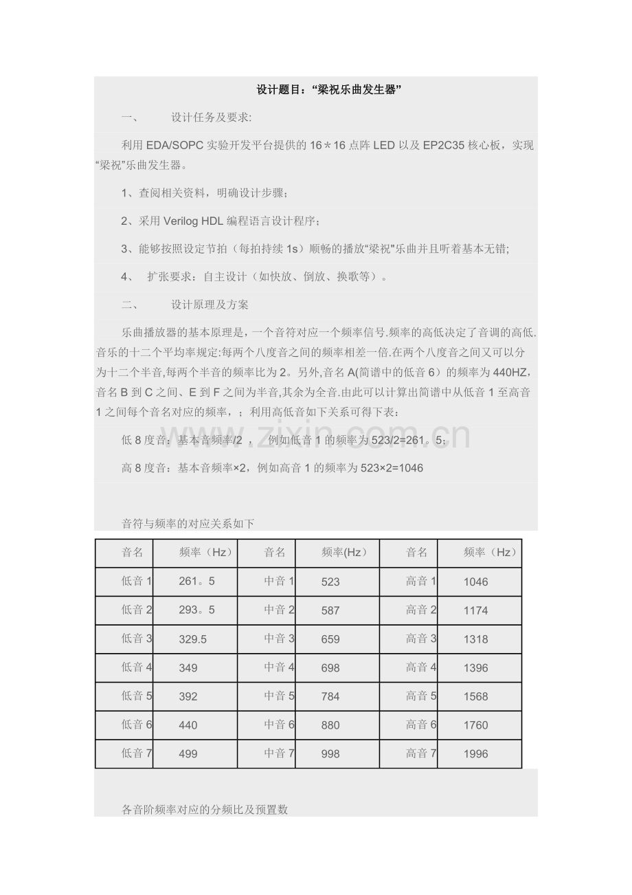 梁祝基于Verilog-HDL的演奏设计.doc_第1页